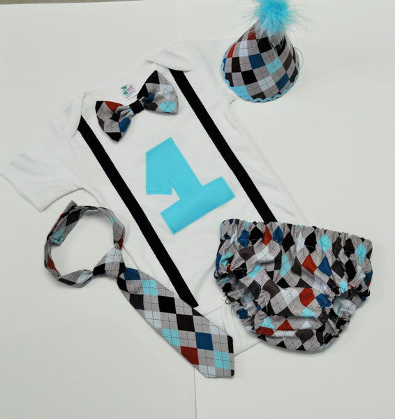 boy argyle cake smash outfit with party hat, argyle birthday outfit, 1st 2nd 3rd birthday, Boys cake smash outfit, boy smash cake set