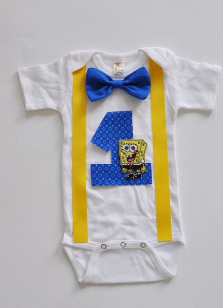 spongebob Birthday bodysuit, spongebob birthday shirt, spongebob cake smash, boy birthday shirt, spongebob smash cake, first birthday shirt