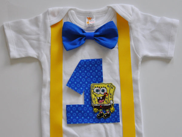 spongebob Birthday bodysuit, spongebob birthday shirt, spongebob cake smash, boy birthday shirt, spongebob smash cake, first birthday shirt