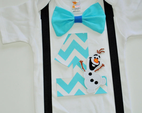 olaf Birthday bodysuit, olaf birthday shirt, olaf cake smash, olaf Birthday outfit , blue chevron olaf, boy birthday shirt, olaf smash cake