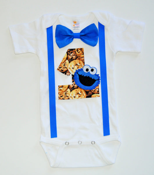 cookie monster Birthday bodysuit, cookie monster birthday shirt, cookie monster cake smash, boy birthday shirt, cookie monster smash cake