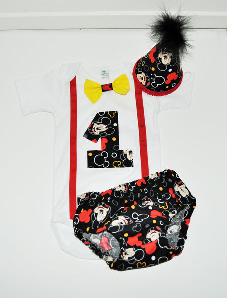 Mickey cake smash outfit, Mickey Mouse birthday outfit, 1st 2nd 3rd  birthday, Boys cake smash outfit, Mickey Banner