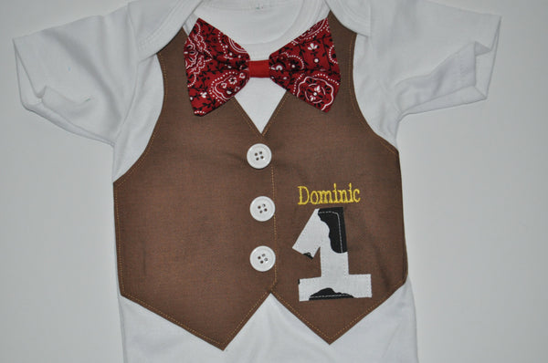 baby boy cowboy vest and hat. cowboy cake smash, cowboy smash cake, personalized cowboy vest and hat, boy cake smash set