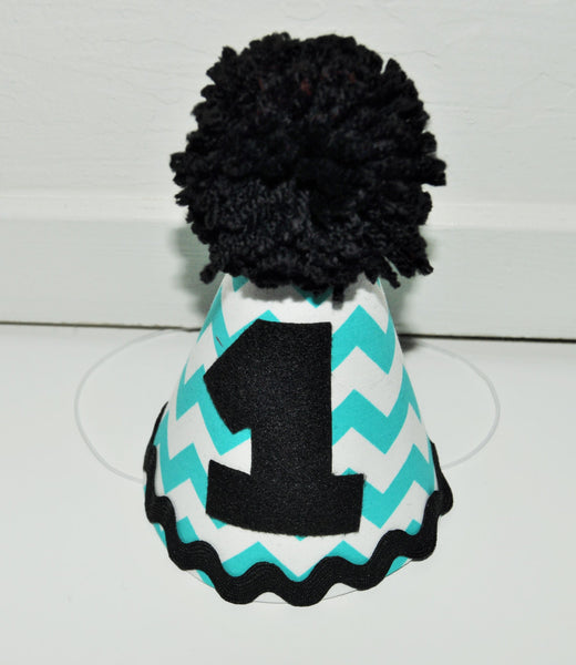 chevron Mustache cake smash outfit with party hat, teal and black cake smash, First Birthday Outfit, 1st 2nd 3rd  birthday,