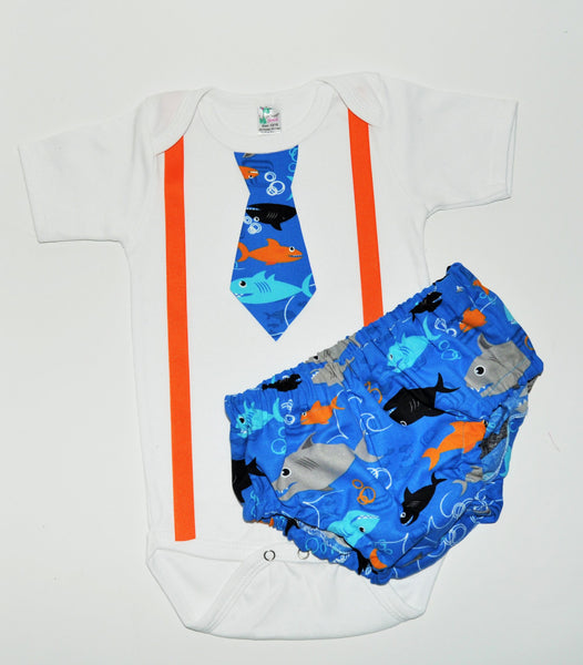 shark Cake smash outfit, Boy Birthday Outfit, ocean cake smash, cake smash, 1st 2nd 3rd  birthday, Orange and blue, under the sea cake smash