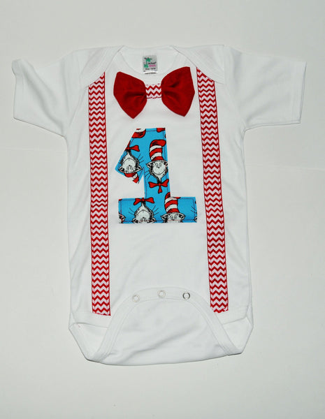 Boy Dr Seuss cake smash outfit with party hat, Cat in the Hat birthday outfit, 1st 2nd 3rd birthday, Boys cake smash outfit, Dr Seuss Banner