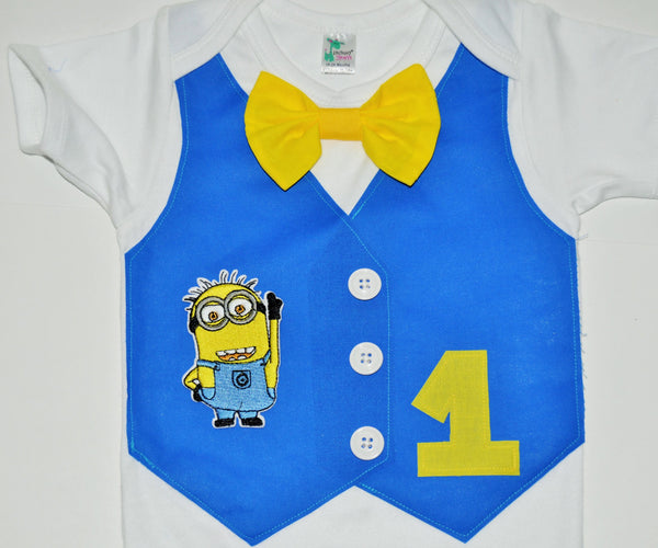 Minions birthday vest, Minions birthday bodysuit, Despicable me shirt, 1st 2nd 3rd 4th 5th Birthday, minions cake smash, minions photo prop