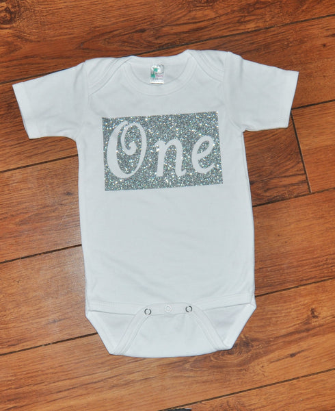 silver glitter one shirt, glitter one bodysuit, glitter birthday shirt, 1st 2nd 3rd birthday outfit, sparkling birthday shirt, cake smash