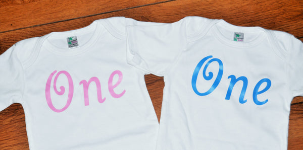 twins one shirt, pink and blue one bodysuit, birthday shirt, 1st 2nd 3rd birthday outfit, twin cake smash shirts, one birthday shirt