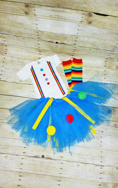 Girl first birthday outfit, Clown Outfit, circus cake smash, tutu,clown costume,clown Cake Smash,Halloween clown costume, rainbow legwarmers