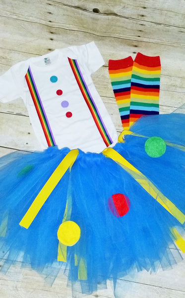 Girl first birthday outfit, Clown Outfit, circus cake smash, tutu,clown costume,clown Cake Smash,Halloween clown costume, rainbow legwarmers