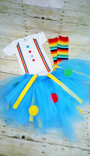 Girl first birthday outfit, Clown Outfit, circus cake smash, tutu,clown costume,clown Cake Smash,Halloween clown costume, rainbow legwarmers