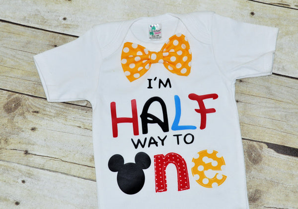 It's my half birthday shirt, 1/2 birthday bodysuit,  half birthday shirt, mickey half way to one shirt mickey half birthday shirt