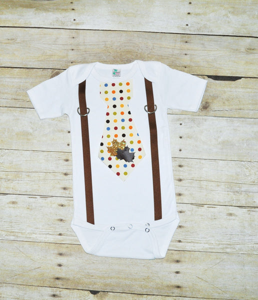 Thanksgiving bodysuit with tie and suspenders, Harvest baby bodysuit, Thanksgiving baby shirt, toddler thanksgiving,  Holiday outfit