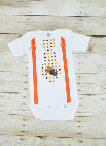 Thanksgiving baby shirt, Thanksgiving bodysuit with tie and suspenders, Harvest baby bodysuit, toddler thanksgiving,  Holiday outfit