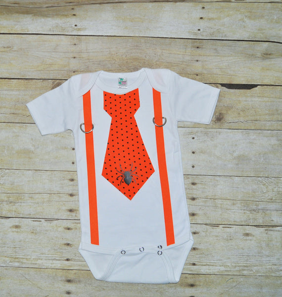 Baby/Toddler Halloween bodysuit with suspenders and tie, cat, witches hat, spider, Halloween bodysuit, halloween outfit, thanksgiving outfit