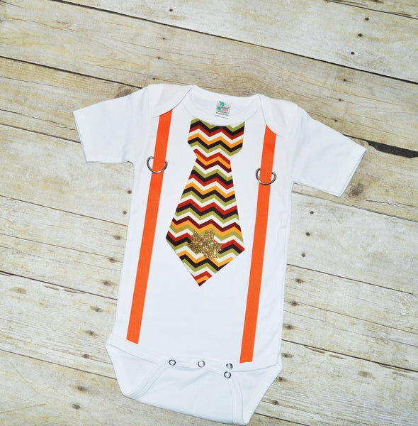 Baby Thanksgiving bodysuit with suspenders and tie, Harvest baby bodysuit, Thanksgiving baby shirt, toddler thanksgiving, Holiday outfit