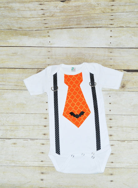 Baby/Toddler Halloween bodysuit with suspenders and tie, cat, witches hat, spider, Halloween shirt, halloween outfit, trick-or-treat