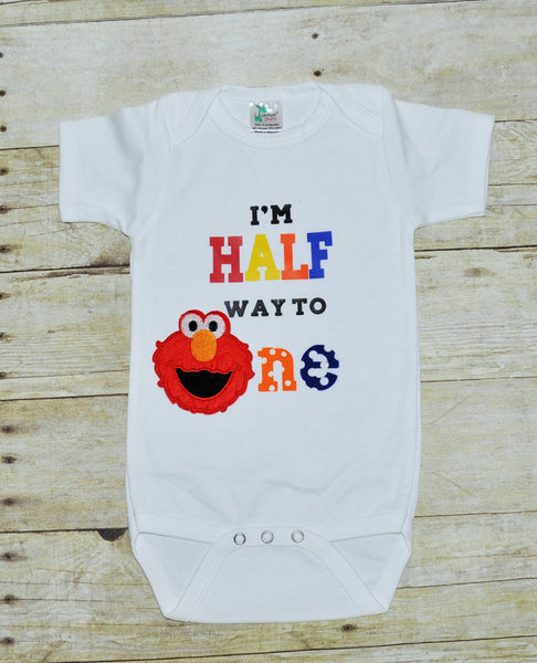 Elmo It's my half birthday shirt, 1/2 birthday bodysuit, Elmo half way to one shirt, Elmo half birthday shirt, 6 month birthday