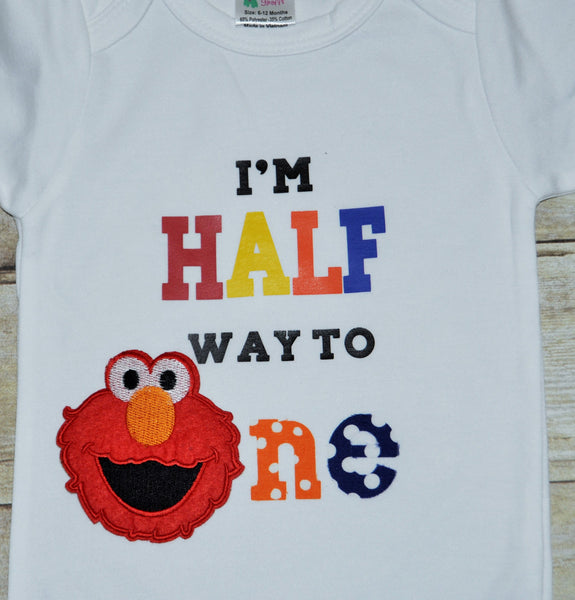 Elmo It's my half birthday shirt, 1/2 birthday bodysuit, Elmo half way to one shirt, Elmo half birthday shirt, 6 month birthday