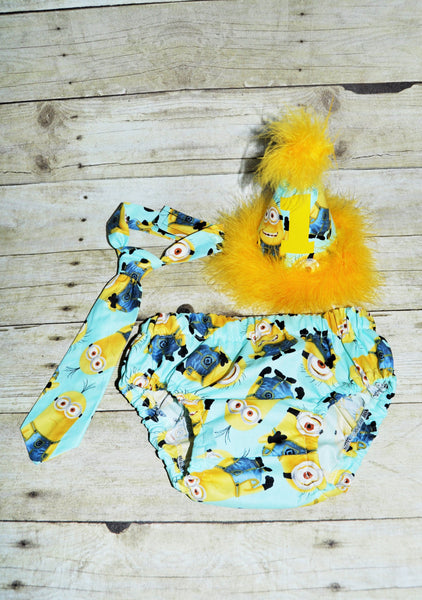 minions cake smash, boy cake smash, teal minions cake smash, 1st birthday outfit,1st 2nd 3rd birthday, minions party hat