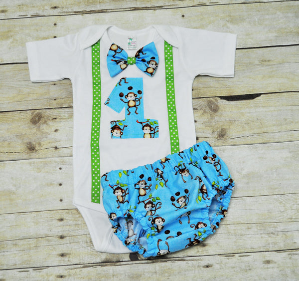blue monkey birthday outfit, blue monkey cake smash,monley bodysuit,monkey birthday hat, 1st birthday outfit, 1st 2nd 3rd birthday