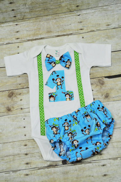 blue monkey birthday outfit, blue monkey cake smash,monley bodysuit,monkey birthday hat, 1st birthday outfit, 1st 2nd 3rd birthday