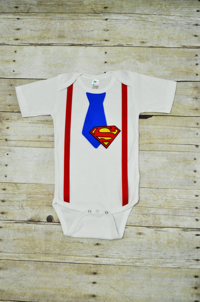 superman tie bodysuit, superman outfit, superman tie and suspenders bodysuit, superman cake smash, superhero birthday shirt/bodysuit