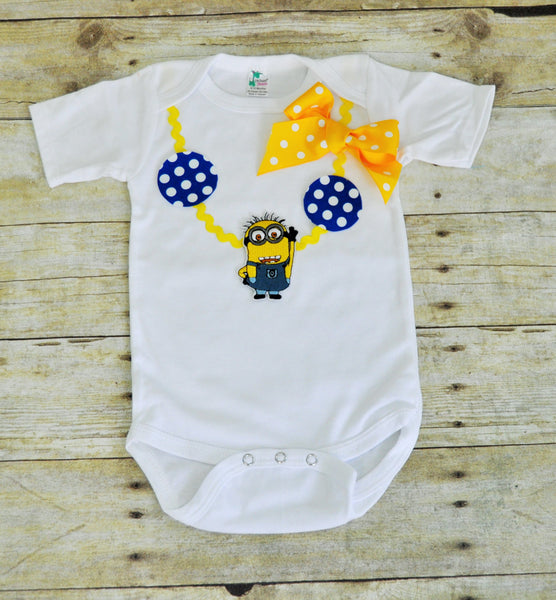 minion bodysuit, minion shirt, minion necklace, girl minion, girl minion shirt, dispicable me bodysuit, minion, cake smash