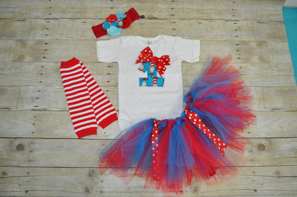 Girl Dr Seuss cake smash outfit, Cat in the Hat headband, 1st 2nd 3rd birthday,dr seuss tutu, red and white striped leg warmers, bodysuit