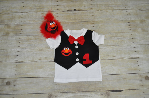 elmo birthday vest and party hat, elmo birthday bodysuit, elmo birthday shirt, 1st 2nd 3rd 4th 5th Birthday,elmo cake smash, elmo hat