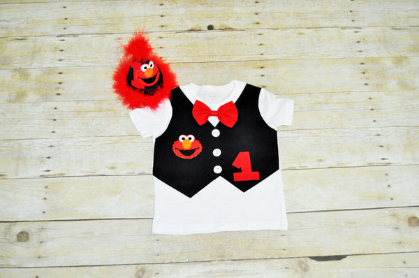 elmo birthday vest and party hat, elmo birthday bodysuit, elmo birthday shirt, 1st 2nd 3rd 4th 5th Birthday,elmo cake smash, elmo hat