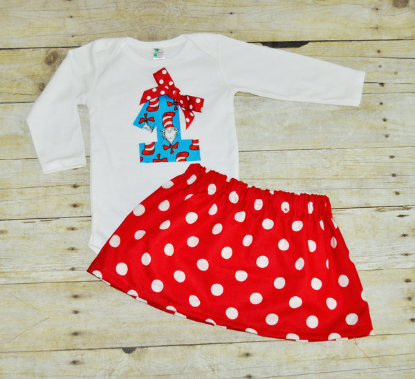 Girl Dr Seuss first birthday outfit,  dr seuss cake smash, 1st 2nd 3rd birthday,cat in the hat cake smash, dr seuss bodysuit