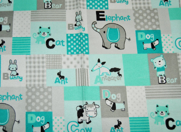 Baby/Toddler animal alphabet infinity scarf, soft baby scarf, trendy baby scarf, alphabet infinity baby scarf,infinity scarf, teal, gray