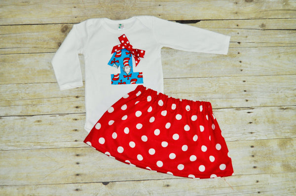 Girl Dr Seuss first birthday outfit,  dr seuss cake smash, 1st 2nd 3rd birthday,cat in the hat cake smash, dr seuss bodysuit