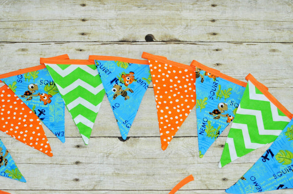 nemo banner, nemo bunting, first birthday banner, nemo photo prop, nemo room decorations, cake smash