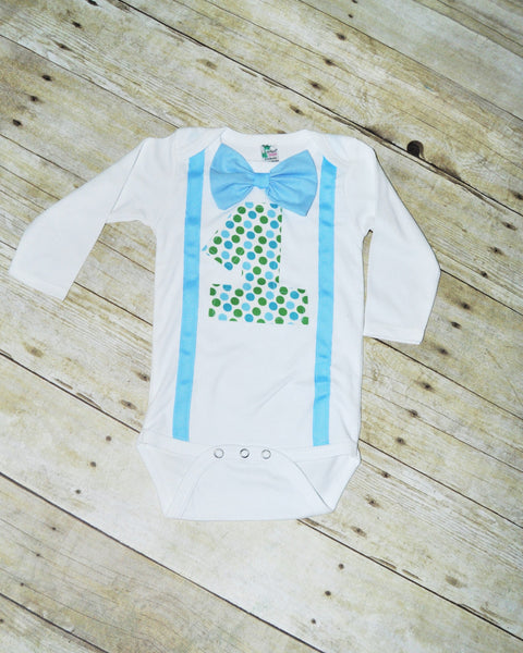 polka dot cake smash outfit, blue and green dots birthday outfit, 1st 2nd 3rd birthday, Boys cake smash outfit, baby blue