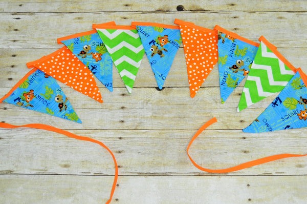 nemo banner, nemo bunting, first birthday banner, nemo photo prop, nemo room decorations, cake smash