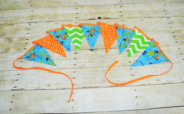 nemo banner, nemo bunting, first birthday banner, nemo photo prop, nemo room decorations, cake smash