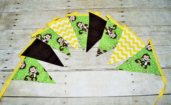 green monkey banner, green monkey bunting, first birthday banner, green monkey photo prop, monkey  room decorations, cake smash