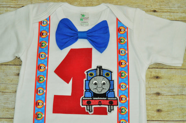 thomas birthday shirt,  train birthday bodysuit, thomas shirt, 1st 2nd 3rd 4th 5th 6th Birthday, cake smash, thomas the train birthday shirt