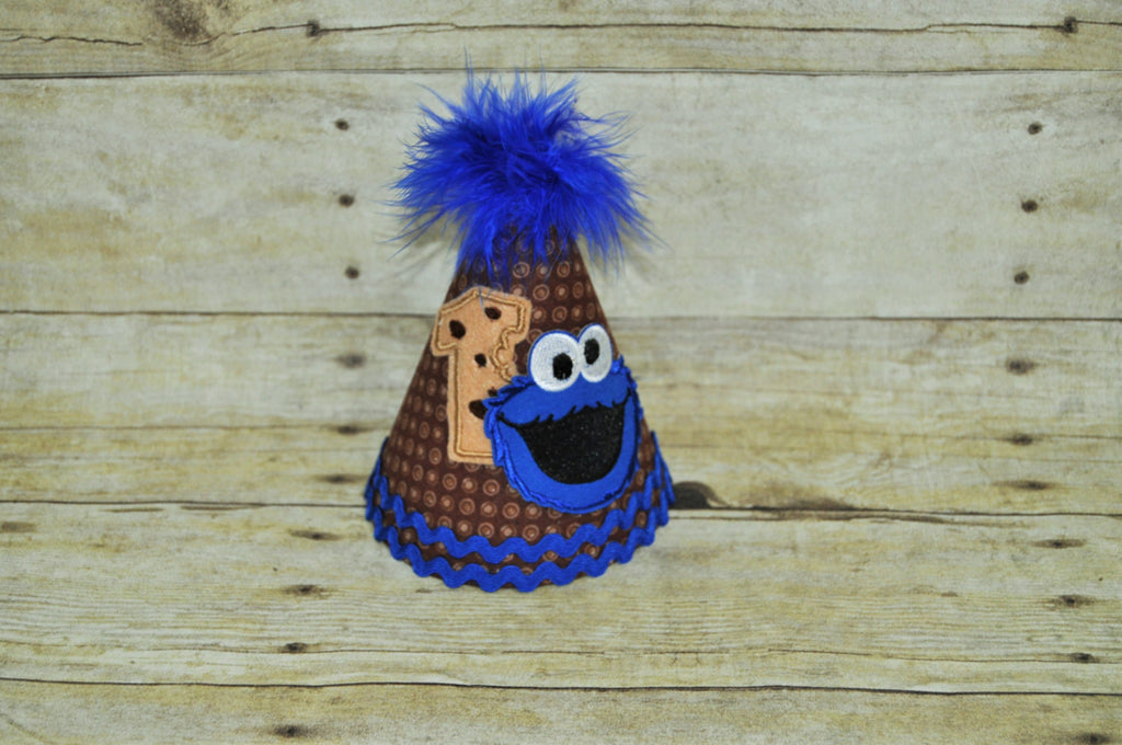 cookie monster party hat , birthday hat, cookie monster cake smash, 1st birthday hat, cookie monster smash cake, you pick number