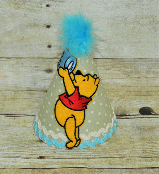 pooh bear party hat, pooh bear hat, winnie the pooh cake smash, 1st birthday hat, pooh bear smash cake, you pick number