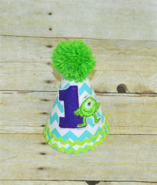 Monster birthday outfit with party hat, Monsters inc  cake smash, smash cake ,personalized Monster Shirt, 1st birthday outfit, monster tie