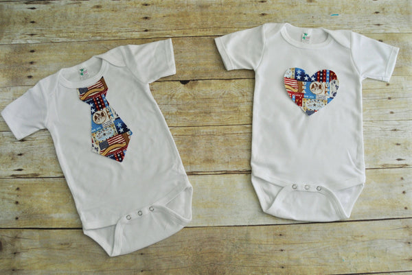 sibling fourth of july shirts, twins fouth of july bodysuits, tshirt, tie and suspenders bodysuit, heart bodysuit, patchwork