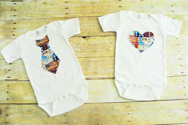 sibling fourth of july shirts, twins fouth of july bodysuits, tshirt, tie and suspenders bodysuit, heart bodysuit, patchwork