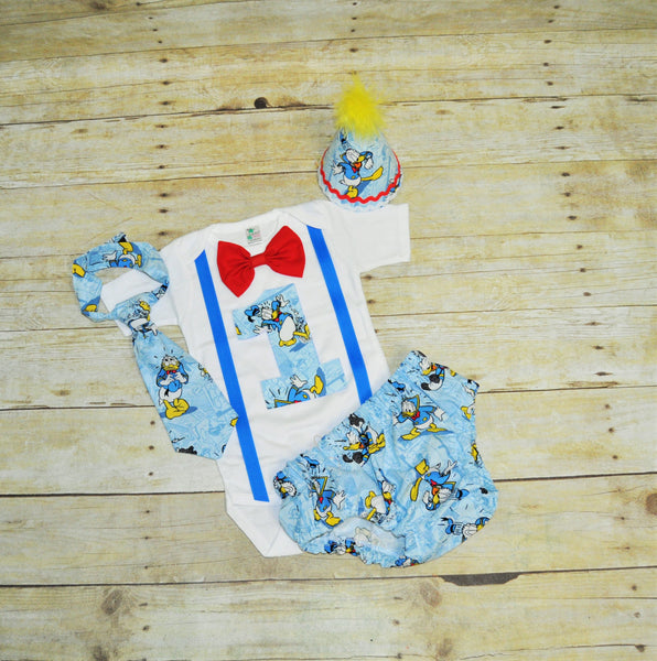 Donald birthday outfit, Duck birthday outfit, 1st 2nd 3rd birthday, Boys cake smash outfit, Donald Duck bodysuit, shirt